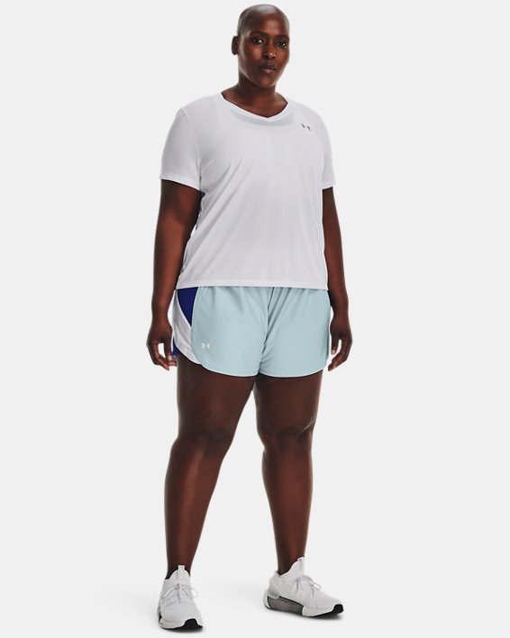 Women's UA Play Up Side Stripe Shorts, Blue, pdpMainDesktop image number 2